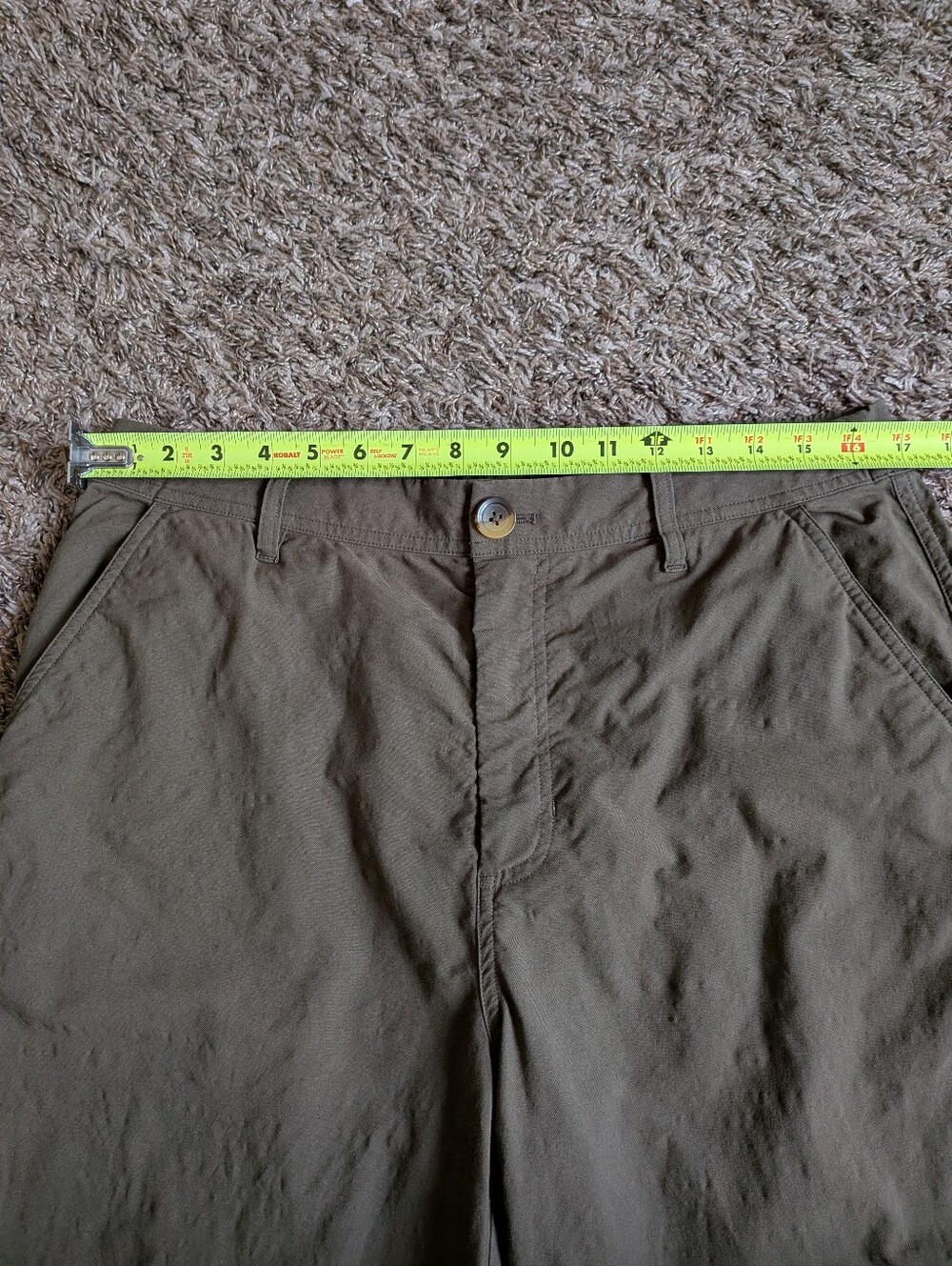 Vuori Green Cotton Blend Wide Leg 35" High Rise Carpenter Pants Women's L - Picture 8 of 10